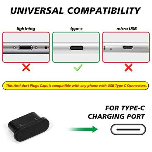 CaseBuy USB C Cover, 20 Pack Type C Anti Dust Plug Charging Port Covers for iPhone 17 16 15 Pro Max, Samsung Galaxy S24, S23, S22, S21, S20,A53, Note 20, Pixel, MacBook, Laptop, All USB C Devices - Black - Image 2