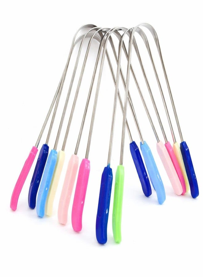 VTL Stainless Steel Tongue Cleaner with Plastic Handle | Anti-Slip Grip Tongue Scraper | Smooth Edges | Fresh Breath | Pack of 12 (Multicolor) - Image 1