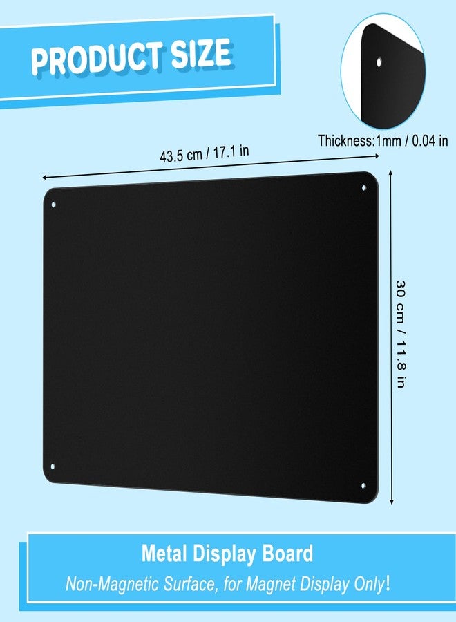 ARVOK 2 Pack Black Magnetic Board 17.1" x 11.8", Metal Magnet Bulletin Board for Wall, Refrigerator, Cabinet, Display Notes, Photos, Poetry, Includes 8 Screws & 8 Dual Lock Tapes, 4 Support Screws - Image 2