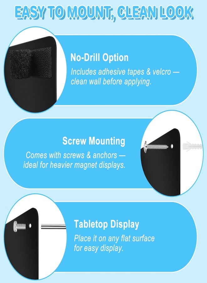 ARVOK 2 Pack Black Magnetic Board 17.1" x 11.8", Metal Magnet Bulletin Board for Wall, Refrigerator, Cabinet, Display Notes, Photos, Poetry, Includes 8 Screws & 8 Dual Lock Tapes, 4 Support Screws - Image 4