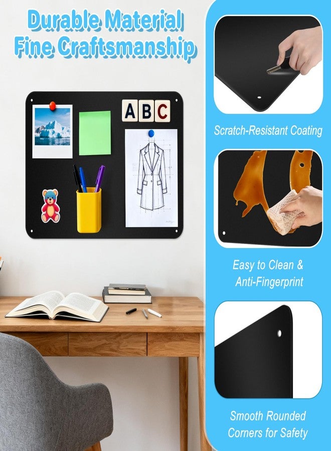 ARVOK 2 Pack Black Magnetic Board 17.1" x 11.8", Metal Magnet Bulletin Board for Wall, Refrigerator, Cabinet, Display Notes, Photos, Poetry, Includes 8 Screws & 8 Dual Lock Tapes, 4 Support Screws - Image 3