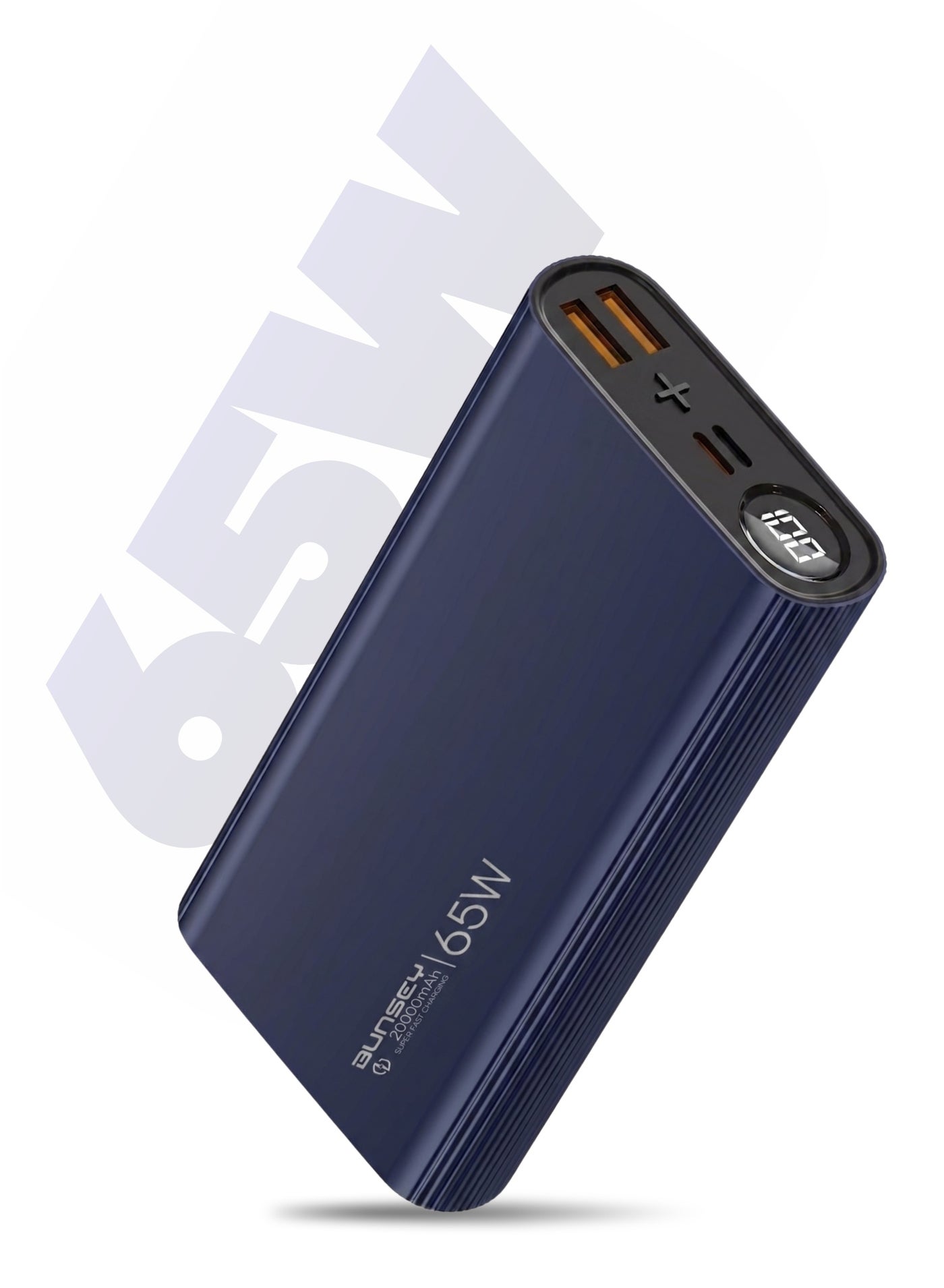 Bunsey 20000mAh Power Bank – 65W Fast Charging, 2 USB + 2 PD Ports, Dual Input, 4 Output, High-Speed Charger for Multiple Devices – Compatible with iPhone, Samsung, Huawei, Xiaomi & All USB-C Devices | Blue