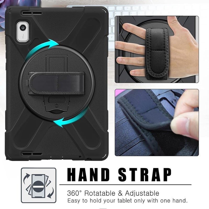 Procases For Lenovo Tab M9 Case 9 Inch 2023, Heavy Duty Shockproof Rugged Protective Cover Rotating Kickstand With Handle Holder Shoulder Strap For Lenovo Tb-310Fu Tablet –Black - Image 2