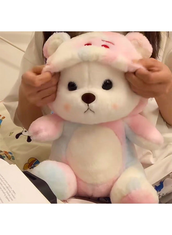 Colorful Cute Strawberry Bear Plush Doll Creative Doll Girl Heart Pillow Doll Birthday Gift For Girlfriend-Specification:90cm (for Goddess)-Colour:Transform Into A Dinosaur Bear Doll (hat Can Be Removed) - Image 1