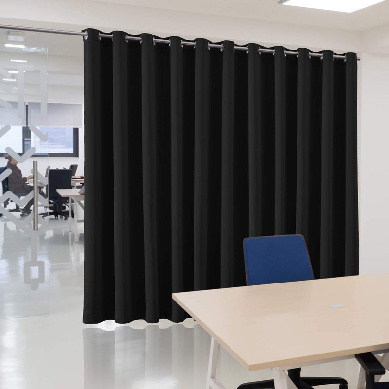 bluCOASTLINE Room Divider Multi-Scenario Blackout Curtain - Noise Reducing Thermal Insulated Space Saver for Apartments, Offices, Dorms, Home Theaters Partition Curtains, 15ft W x 8ft L, Black, 1 Panel - Image 1