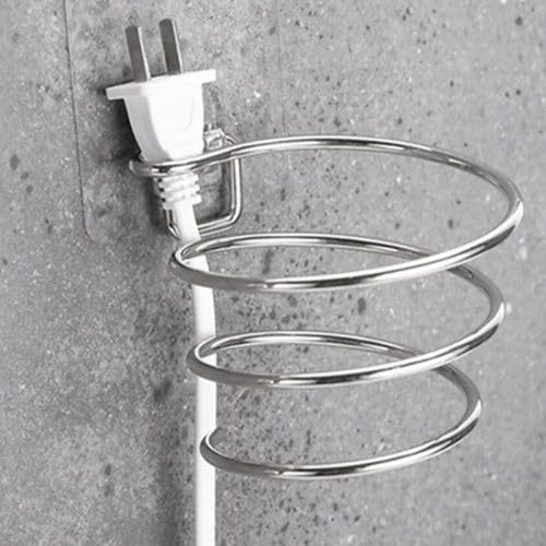 BENCI BENCI Hair Dryer Holder Wall Mount SelfAdhesive Organizer Storage Stainless Steel Spiral Stand Bathroom Hair Accessories Organizer Blow Dryer Holder No Drilling Blower Organizer Hanger Set of 1 - Image 4