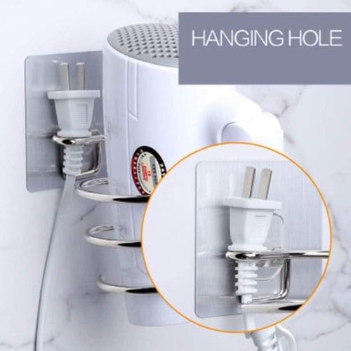 BENCI BENCI Hair Dryer Holder Wall Mount SelfAdhesive Organizer Storage Stainless Steel Spiral Stand Bathroom Hair Accessories Organizer Blow Dryer Holder No Drilling Blower Organizer Hanger Set of 1 - Image 3
