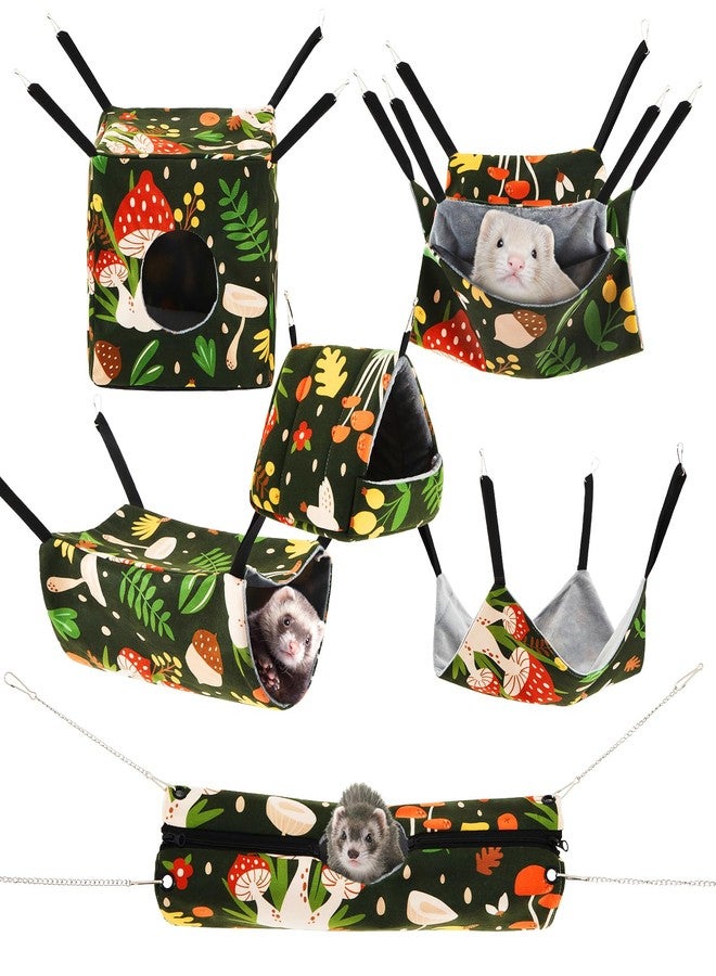 Yeyeplum 6 Pack Small Animal Hammock Set, Ferret, Guinea Pig, Rat Hanging Bed & Hideout Tunnel, Cozy Washable Cage Accessories for Hamster, Chinchilla, Sugar Glider - Image 1