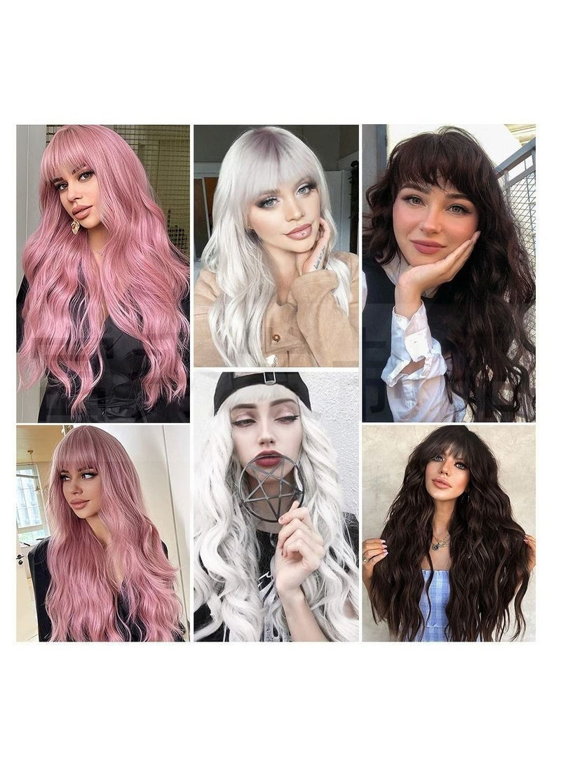 إستيل شعر مستعار طويل مجعد أوروبي وأمريكي مموج من الألياف الأنثوية غطاء رأس كامل متدرج رمادي - Image 2