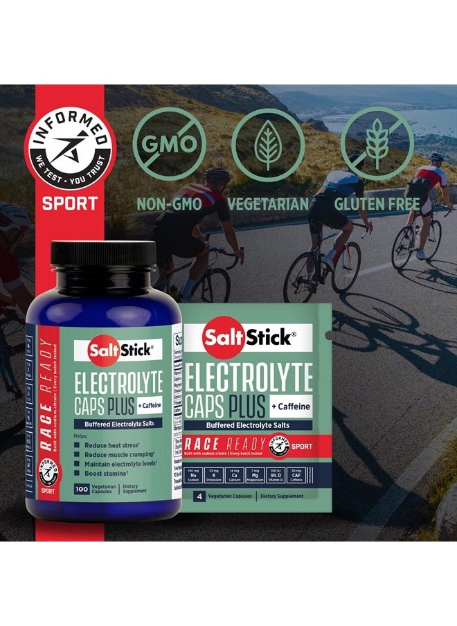 SaltStick - Electrolytes with Caffeine - Salt Pills and Electrolytes for Running, Hydration, Leg Cramps Relief, Sports Recovery, Hiking Essentials - Salt, Magnesium, Potassium, Vitamin D3 - 100 Count - Image 1