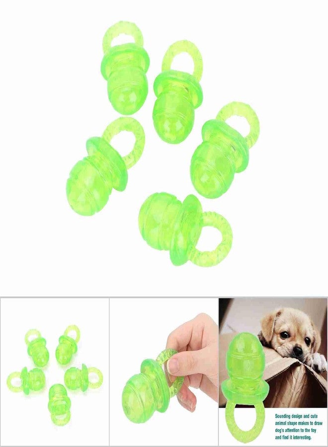 Glomora 5PCS Pet Dog Chewing Toy, Pacifier Shaped Pet Dogs Teether Teething Sounding Interactive Chew Toy(Red) (Green) - Image 3