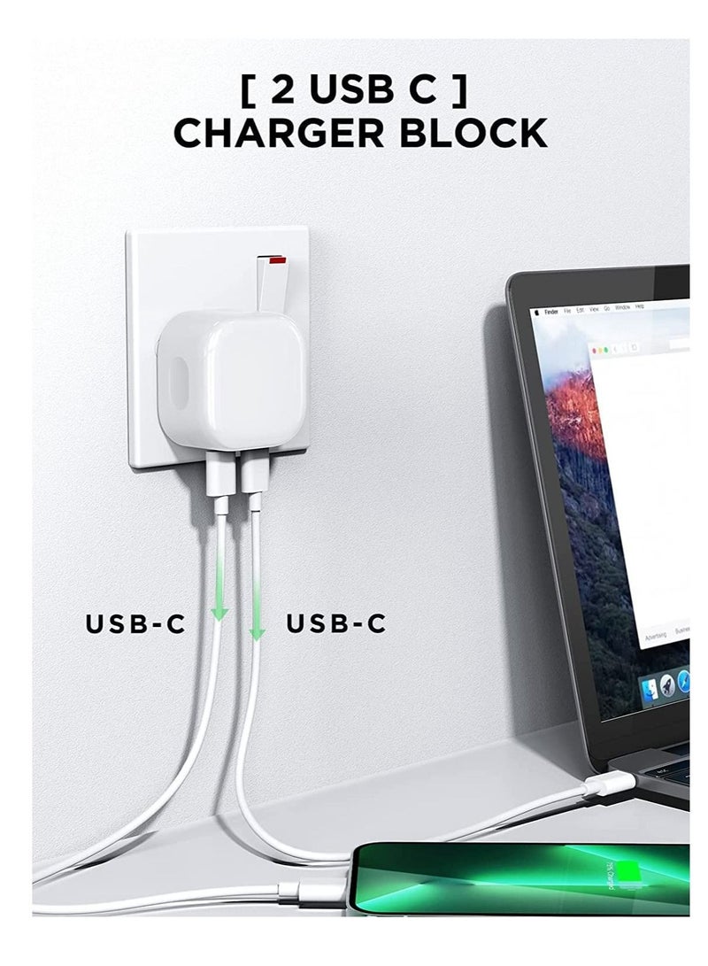 35W USB C Plug Fast Charger With Cable, Dual USB‑C Port Power Adapter Wall Charger Compatible With i-Phone 13/13 Pro/13 Pro Max/12/11/SE 3, iPad-Pro Air-Pods Pro, Apple/Watch etc  - Image 5