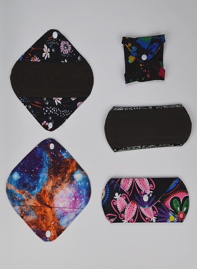 Hibaby 5 Pieces Cloth Mama Cloth/Menstrual Pads/Reusable Sanitary Pads (Pantyliner (8 inch), Colorful Elephant) - Image 3