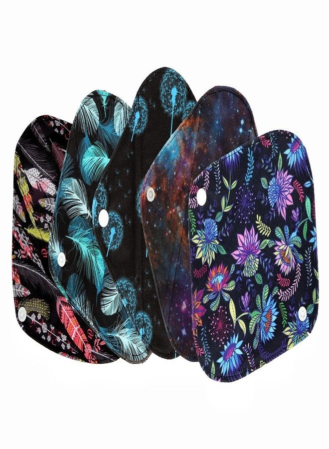 Hibaby 5 Pieces Cloth Mama Cloth/Menstrual Pads/Reusable Sanitary Pads (Pantyliner (8 inch), Colorful Elephant) - Image 2