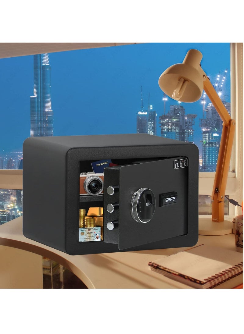 Rubik - Fingerprint Safe Box A4 Document Size Biometric Lock with Key, Fire Resistant Powder Coating, for Home Office Cash Money Documents RB-25YFP (25x35x25cm) Black - Image 1