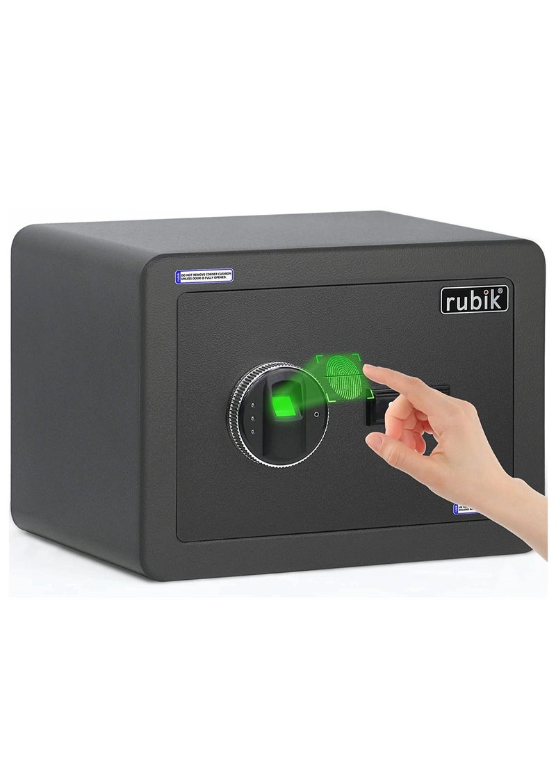Rubik - Fingerprint Safe Box A4 Document Size Biometric Lock with Key, Fire Resistant Powder Coating, for Home Office Cash Money Documents RB-25YFP (25x35x25cm) Black - Image 1