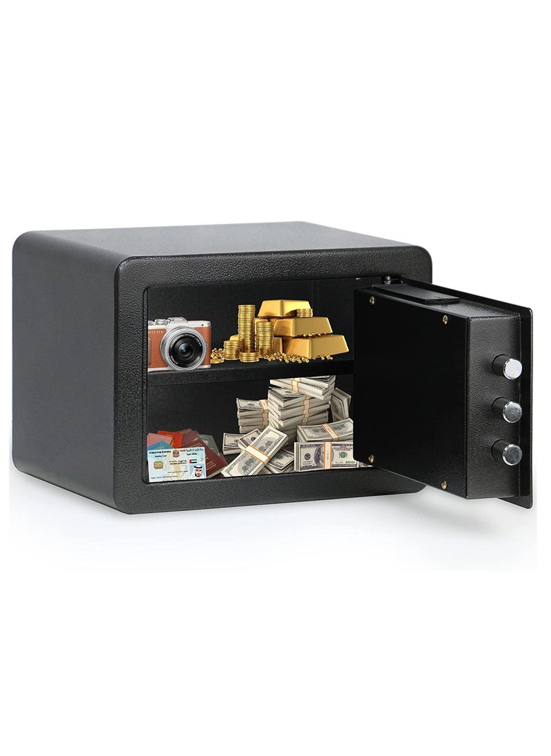 Rubik - Fingerprint Safe Box A4 Document Size Biometric Lock with Key, Fire Resistant Powder Coating, for Home Office Cash Money Documents RB-25YFP (25x35x25cm) Black - Image 1