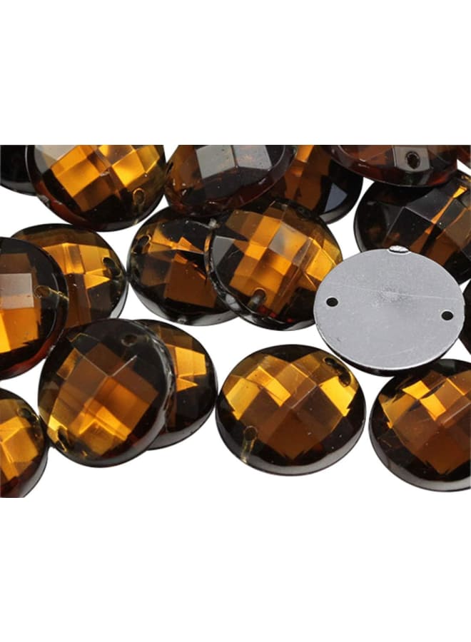 12mm Brown Smokey Topaz CH25 Flat Back Sew On Round Beads Acrylic Rhinestones Sewing Plastic Gems with Holes for Jewelry, Clothes, Garment Embelishments, Shoes, Cosplays, Crafts 60 Pieces  - Image 1