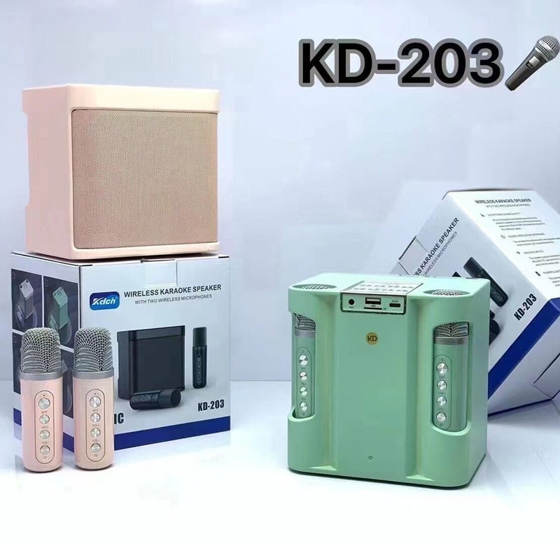 بدلة كاريوكي KD-203 ميكروفون مزدوج لاسلكي بلوتوث مكبر صوت آلة شاملة - Image 3