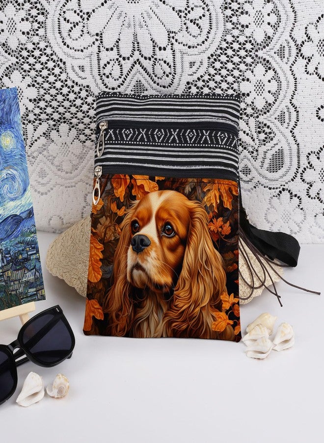 XiaoGalaee Cute Cavalier King Charles Spaniel Crossbody Bag Zipper Closure Message Bag Dog Design Gift for Dog Lovers Women Sisters Birthday Shopping Lightweight Purse - Image 3