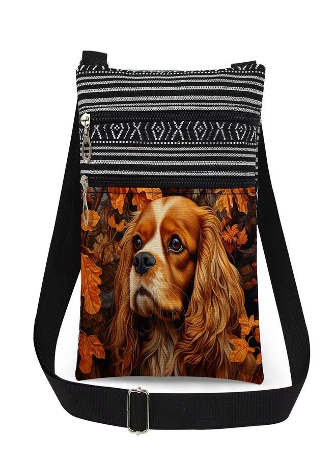 XiaoGalaee Cute Cavalier King Charles Spaniel Crossbody Bag Zipper Closure Message Bag Dog Design Gift for Dog Lovers Women Sisters Birthday Shopping Lightweight Purse - Image 1