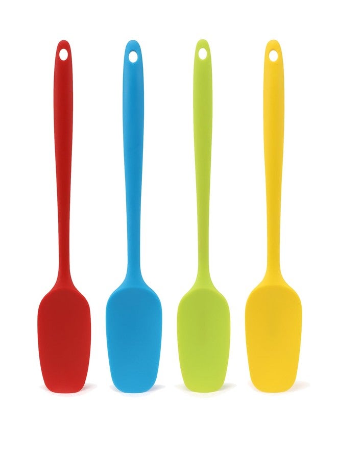 Veagins Silicone Spatula Set of 4, Small 8 inch Non-stick Rubber Spoon Spatulas, One Piece Design Flexible Silicone Spoon for Baking Cooking Mixing, Dishwasher Safe - Image 1