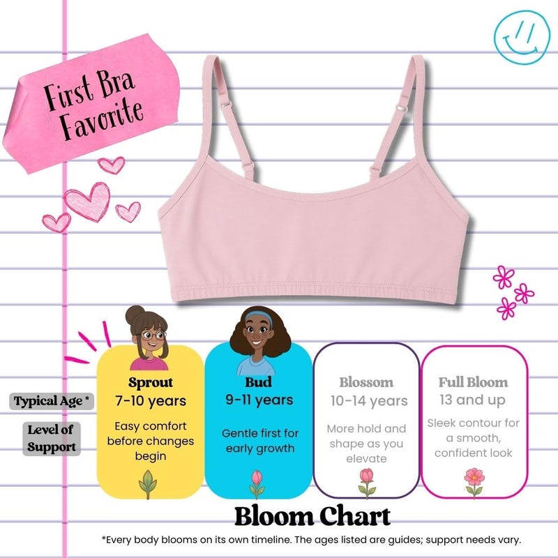 Popular Cotton Girls Training Bra - Crop Cami Training Bras for Girls w Adjustable Straps. Bra Pack 5 PK Brights 7/8 - Image 3