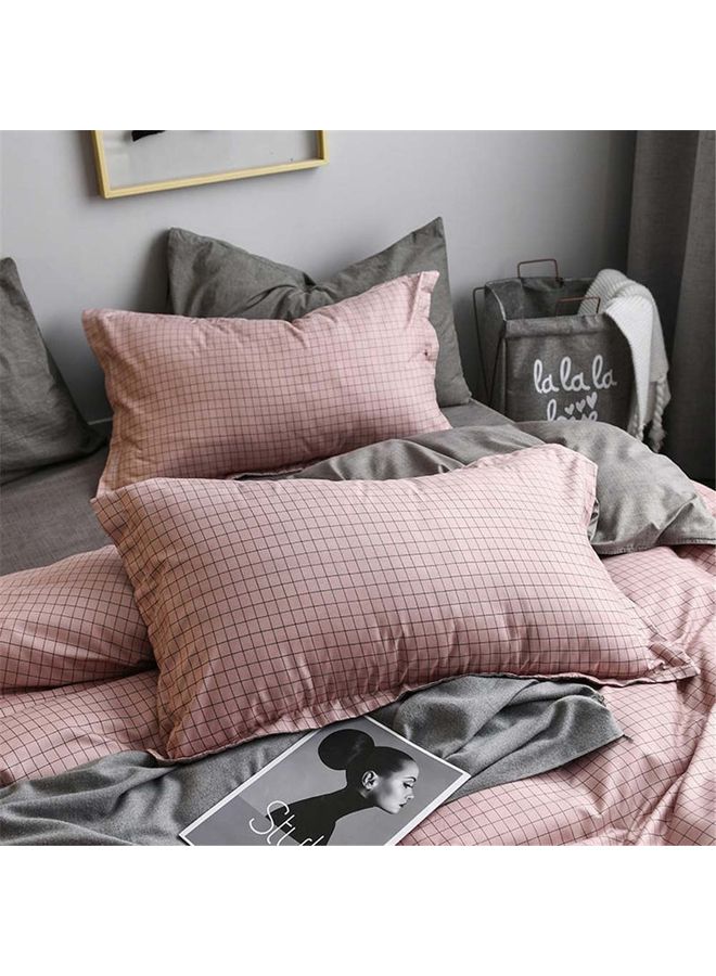 Sharpdo 4Piece Luxury Bed Duvet Cover Set Cotton Pink 220x240cm - Image 2