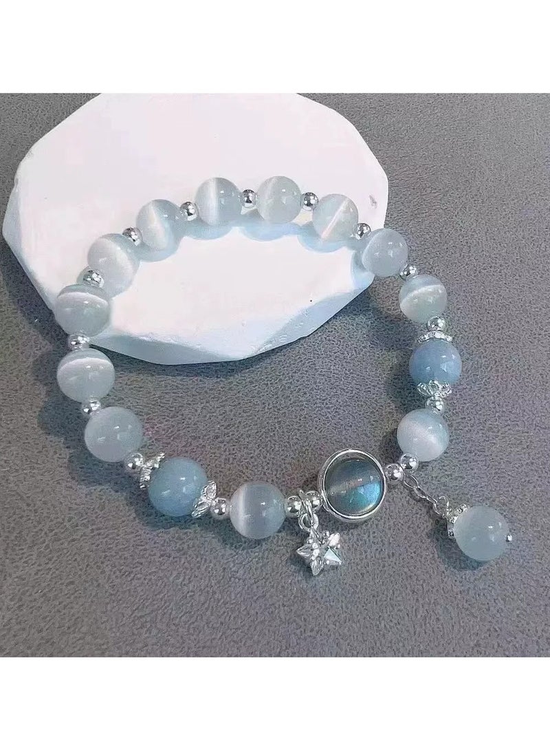 Goolsky Crystal Star Glass Beaded Bracelet for Women | Gray Moonlight Color | Trendy Minimalist Jewelry for Girls & Students  - Image 1