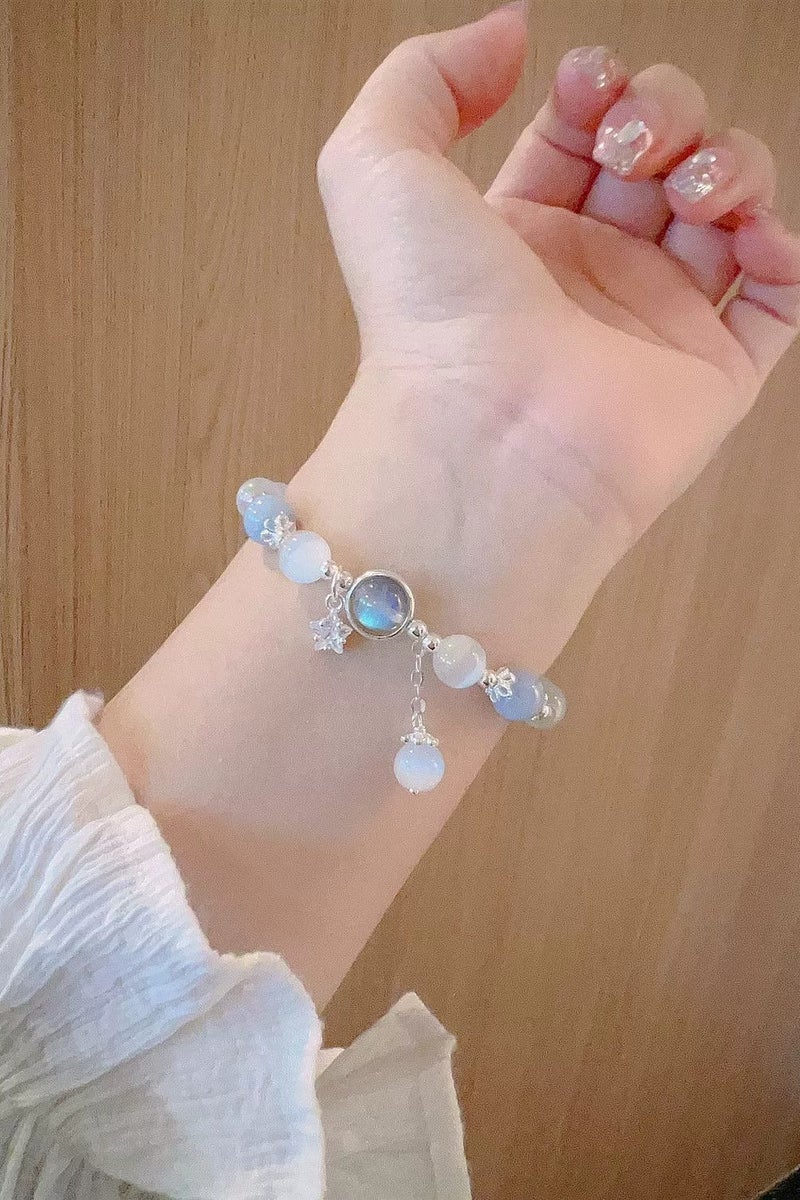 Goolsky Crystal Star Glass Beaded Bracelet for Women | Gray Moonlight Color | Trendy Minimalist Jewelry for Girls & Students  - Image 2