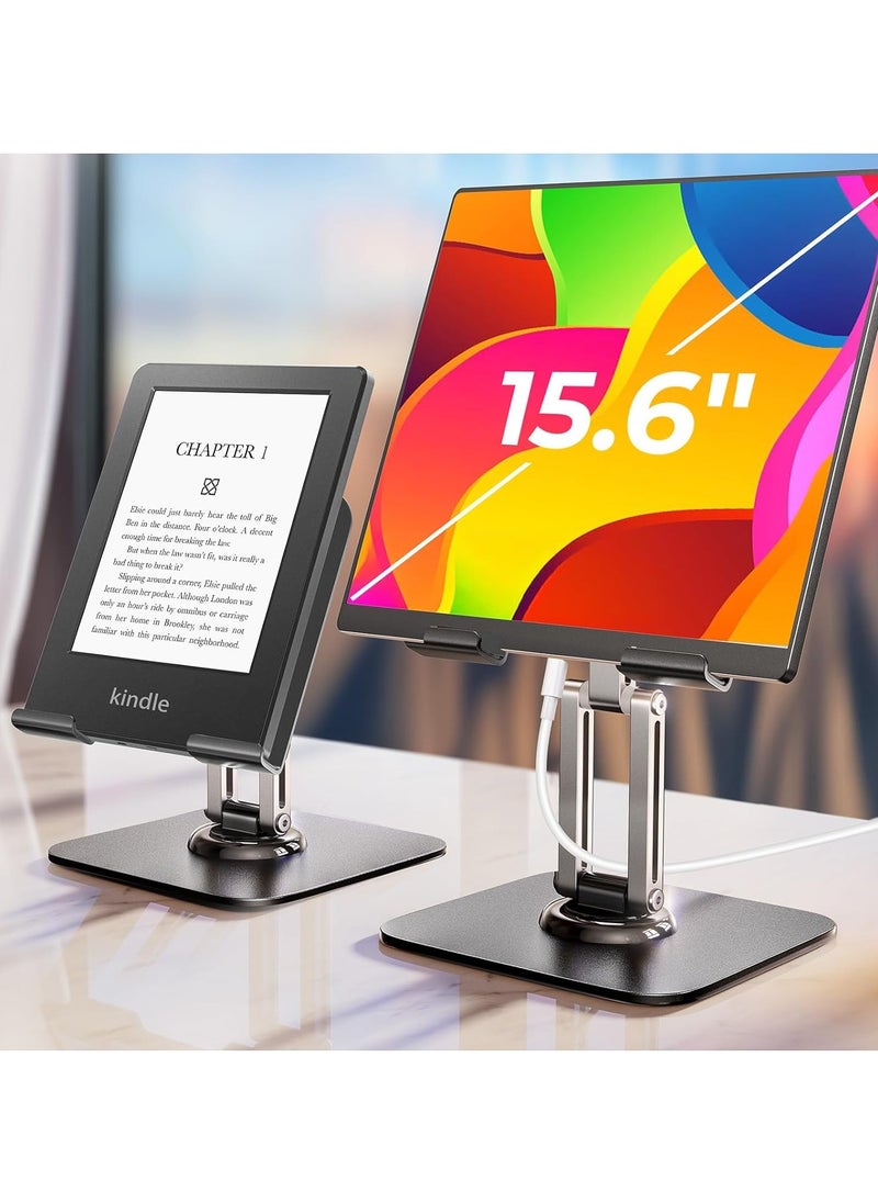 GUDOO Fits iPad Stand Holder 360° Adjustable Rotating Tablet Stand Foldable iPad Holder Tablet Holder for Desk Portable Monitor Stand for 2024 iPad Pro/Air/Mini/Tablets 4.7"-15.6"  - Image 1