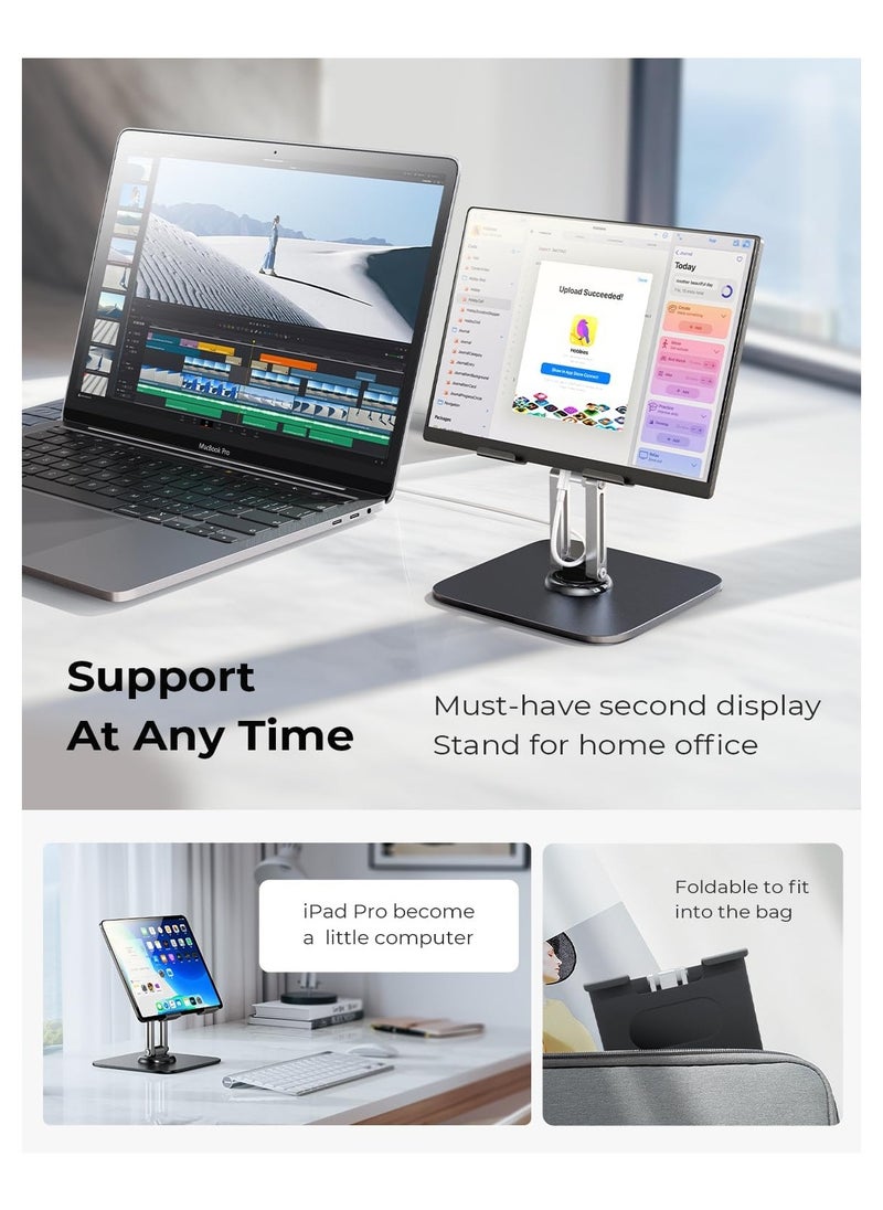 GUDOO Fits iPad Stand Holder 360° Adjustable Rotating Tablet Stand Foldable iPad Holder Tablet Holder for Desk Portable Monitor Stand for 2024 iPad Pro/Air/Mini/Tablets 4.7"-15.6"  - Image 3