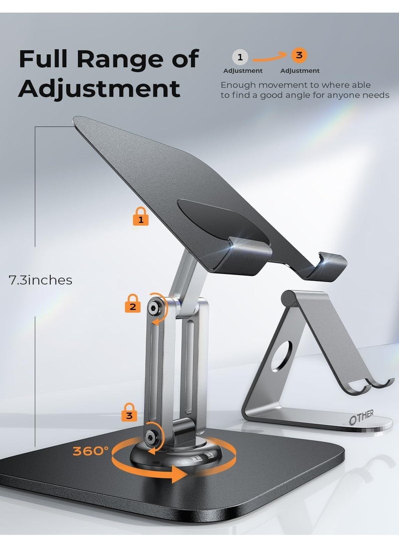GUDOO Fits iPad Stand Holder 360° Adjustable Rotating Tablet Stand Foldable iPad Holder Tablet Holder for Desk Portable Monitor Stand for 2024 iPad Pro/Air/Mini/Tablets 4.7"-15.6"  - Image 4