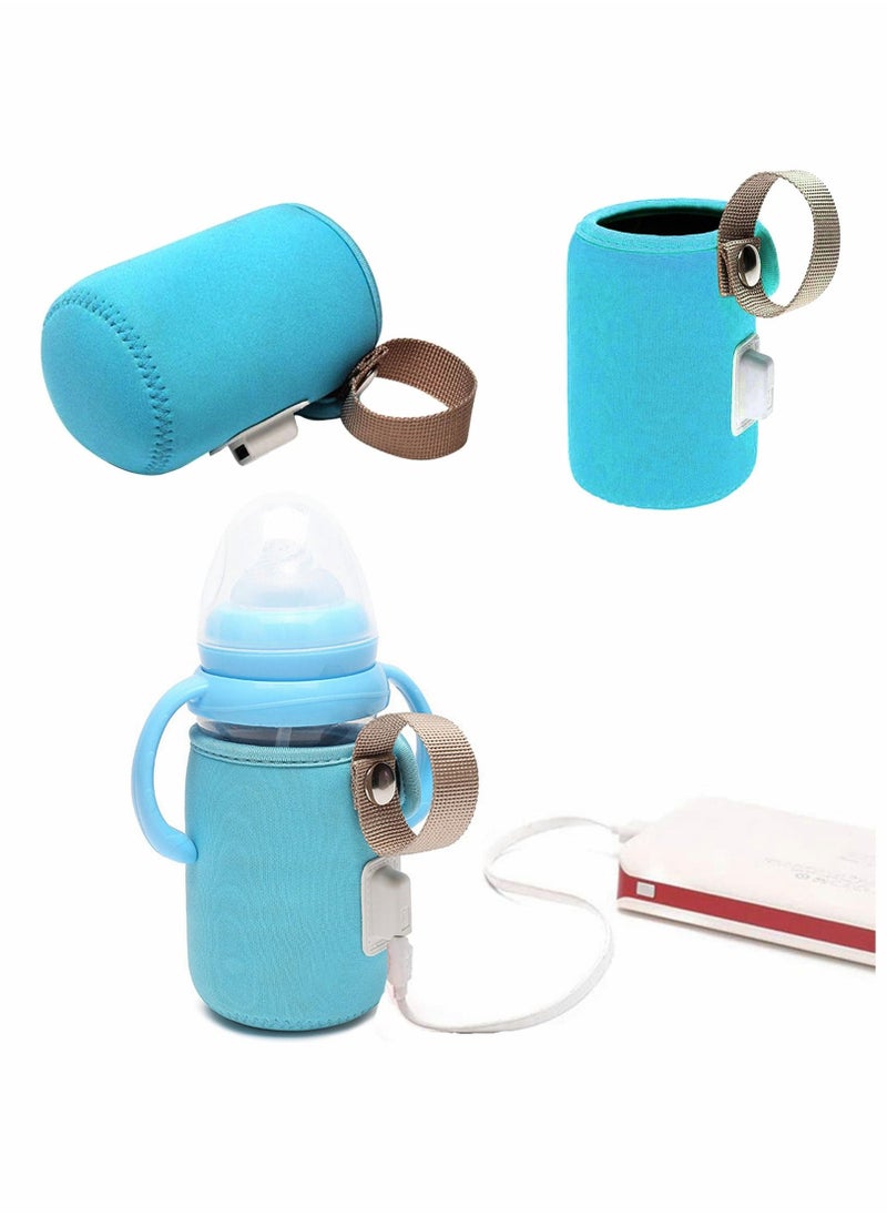 Generic Bottle Warmer Bag Milk Bottle Warmer Cover Feeding Bottle Heated Cover Portable Beverage and Baby Bottle Warmer for Car Travel Shopping(Blue)  - Image 1