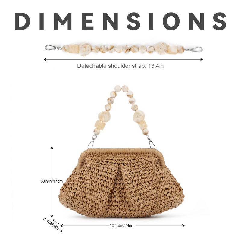 LUI SUI Straw Dumpling Clutch Bag - Woven Straw Tote Clutch Purse for Women - Summer Beach Bag - Wicker Clutch - Image 5