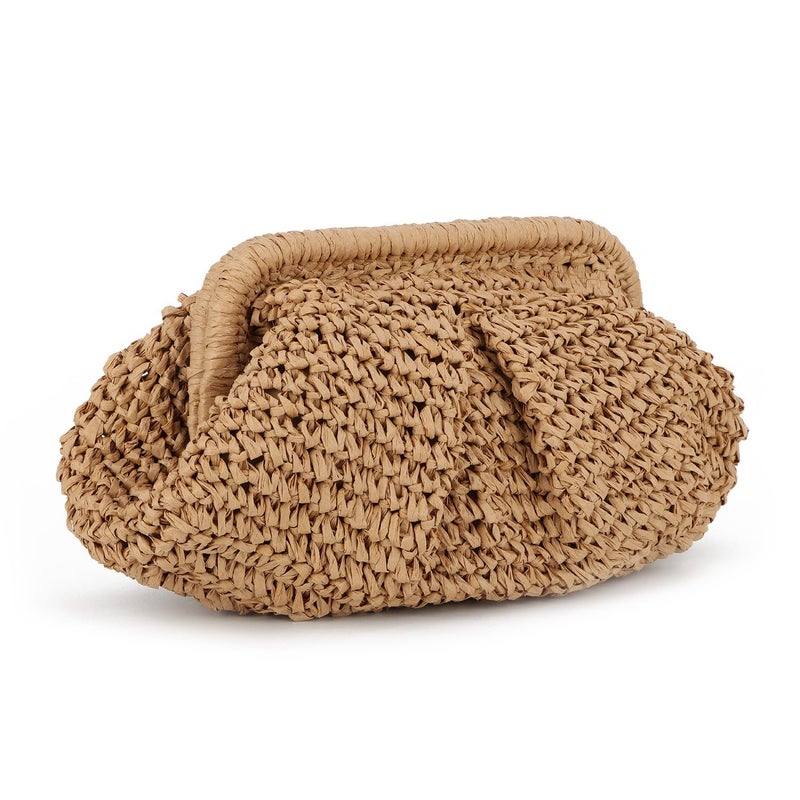 LUI SUI Straw Dumpling Clutch Bag - Woven Straw Tote Clutch Purse for Women - Summer Beach Bag - Wicker Clutch - Image 1