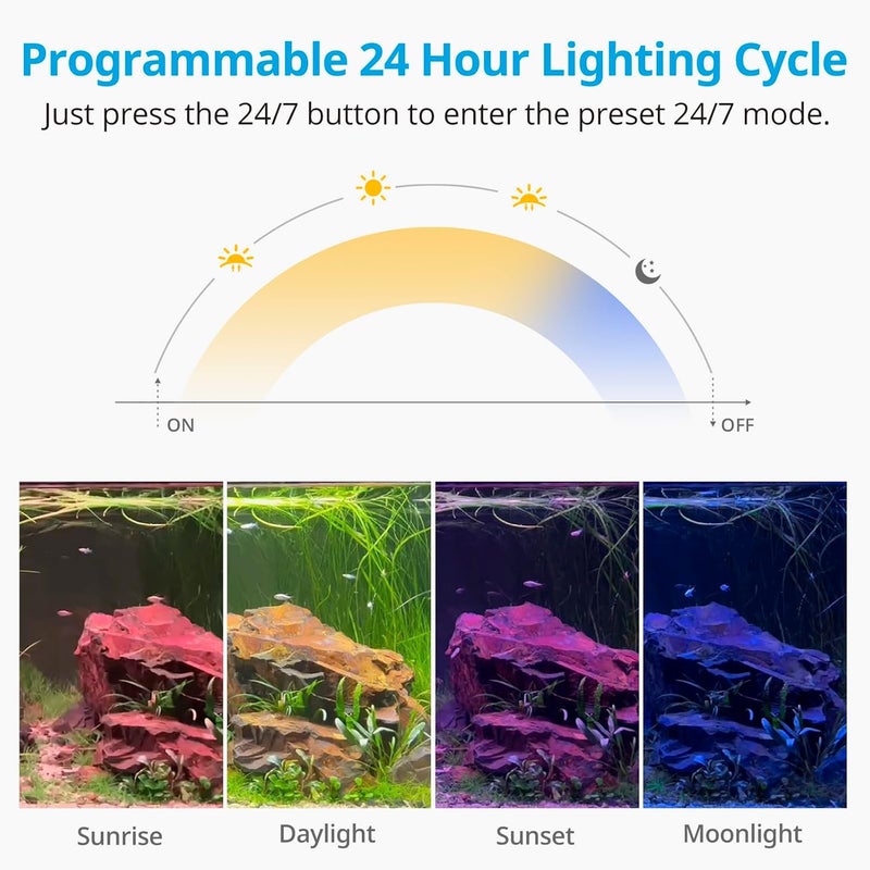 NICREW C10 24/7 LED Aquarium Light for Plants, 12-18 Inches, Full Spectrum Fish Tank Light with Timer, Brightness Adjustable - Image 2