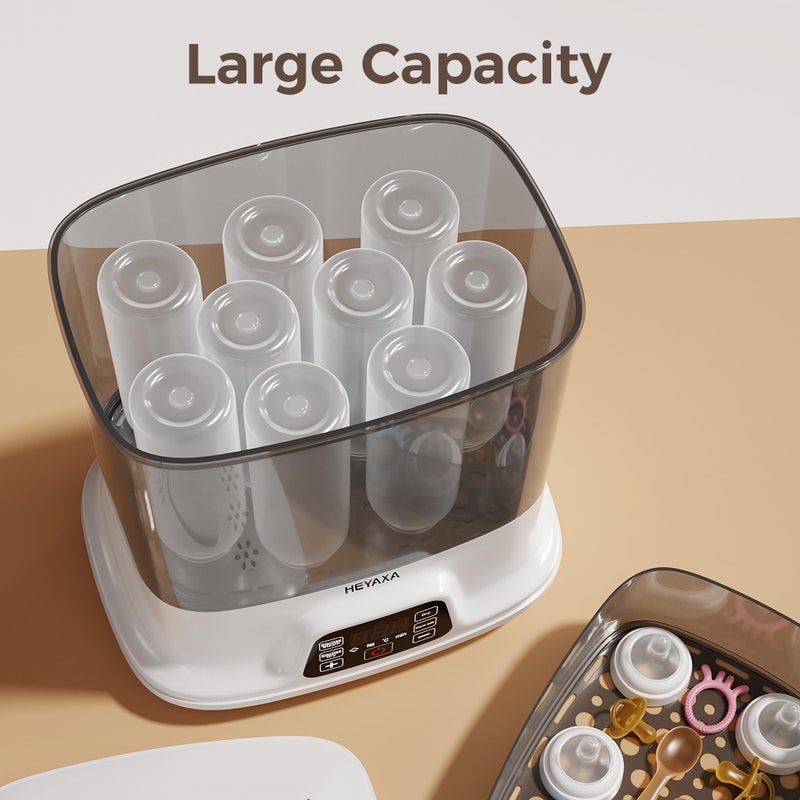 HEYAXA Baby Bottle Steri-lizer and Dryer, 10 Bottles Large Capacity, 4 in 1 Electric Steamer and Dryer for All Bottles, Parts & Baby Essentials, Touch Screen and Auto-Off - Image 5