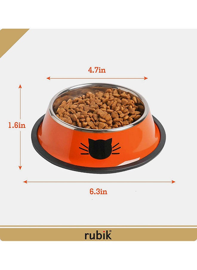 NIBEMINENT 2-Piece Stainless Steel Cat Feeding Bowls Orange 5.9x1.4x4.7centimeter  - Image 2