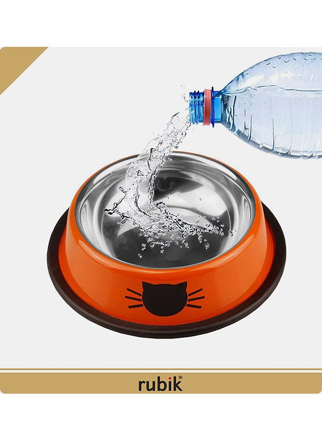 NIBEMINENT 2-Piece Stainless Steel Cat Feeding Bowls Orange 5.9x1.4x4.7centimeter  - Image 3