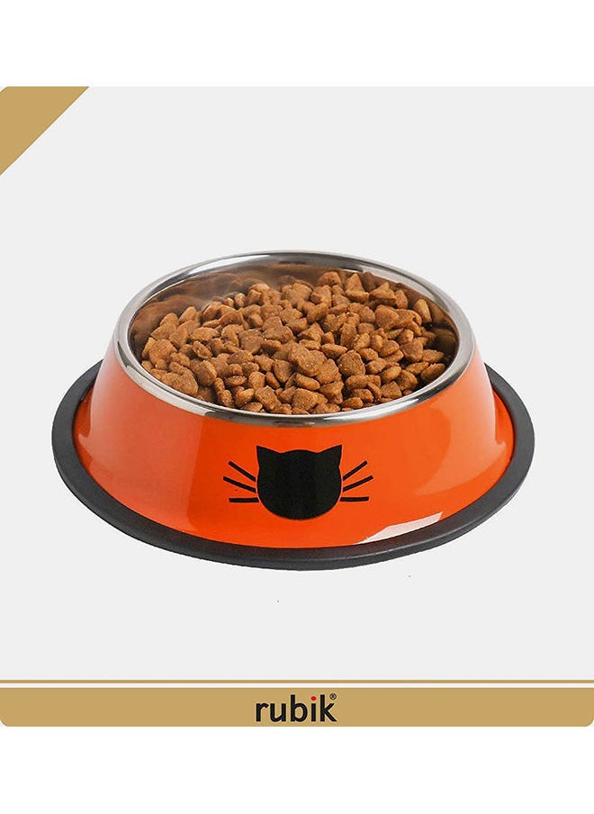 NIBEMINENT 2-Piece Stainless Steel Cat Feeding Bowls Orange 5.9x1.4x4.7centimeter  - Image 4