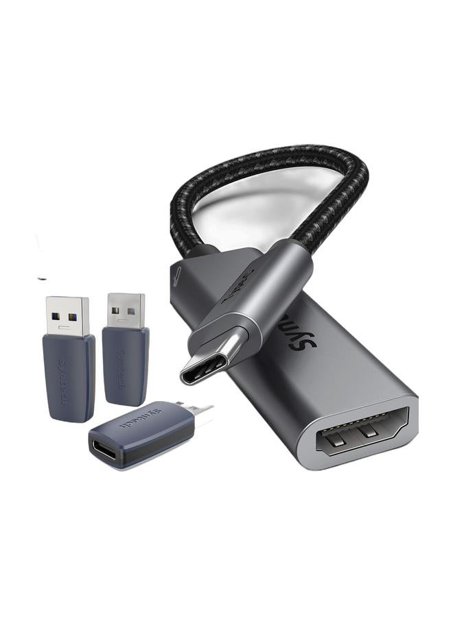 Syntech حزمة محولات USB C إلى USB من سينتيك 3 قطع، محول USB-C أنثوي إلى USB3.0 ذكري، محول طاقة كابل شاحن نوع C متوافق مع آيفون 15 آيباد برو سامسونج S23 ساعة آبل سلسلة 9 AirPods CarPlay ومحولات سينتيك USB-C إلى HDMI أنثوي بدقة فيديو تصل إلى 2560*1440 @60Hz - Image 1