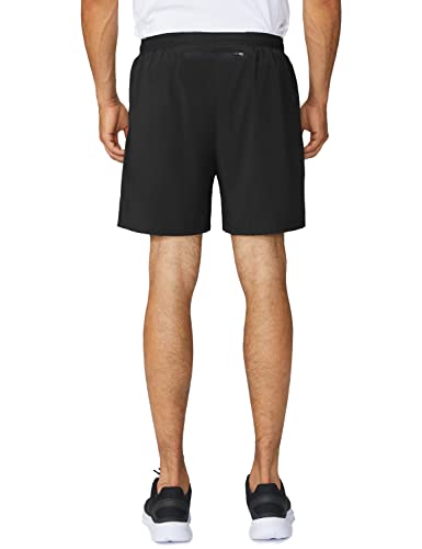 Baleaf شورتات رياضية للركض للرجال بطول 5" مع جيب بسحاب للتمارين الرياضية في الصالة الرياضية خفيف الوزن سريع الجفاف باللون الأسود مقاس L - Image 2