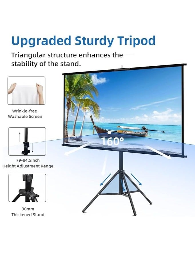 Projector Screen with Stand 120 inch Indoor Outdoor Projection Screen, Portable 16:9 4K HD Movie Screen with Carry Bag Wrinkle-Free Design for Home Theater Backyard Cinema（266*148CM）  - Image 2