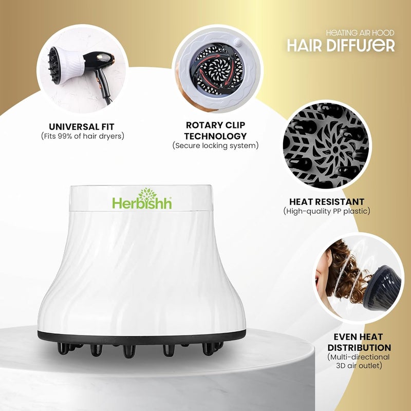 Herbishh Hair Dryer Diffuser Attachment for Curly and Natural Wavy Hair - White - Image 5