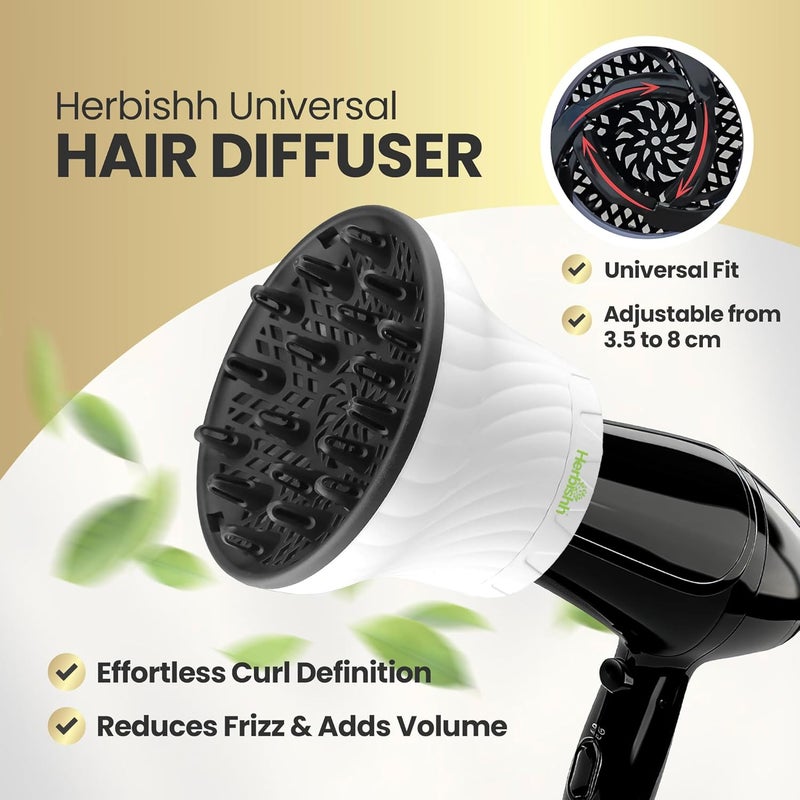 Herbishh Hair Dryer Diffuser Attachment for Curly and Natural Wavy Hair - White - Image 2