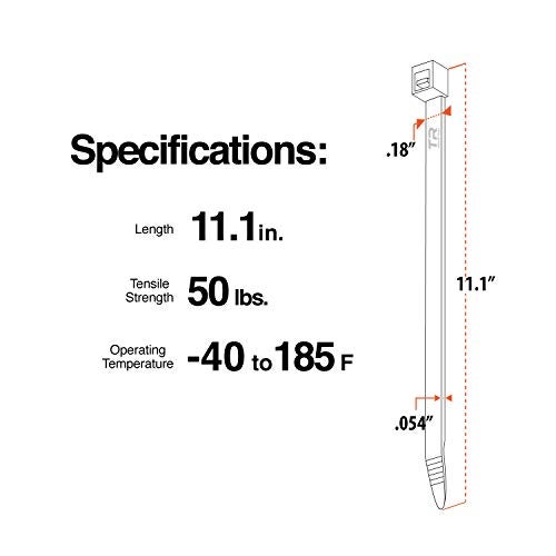 TR Industrial Contractor Series UV Cable Ties (100-Piece), 11.1", Type 21S, Made in USA - Image 4