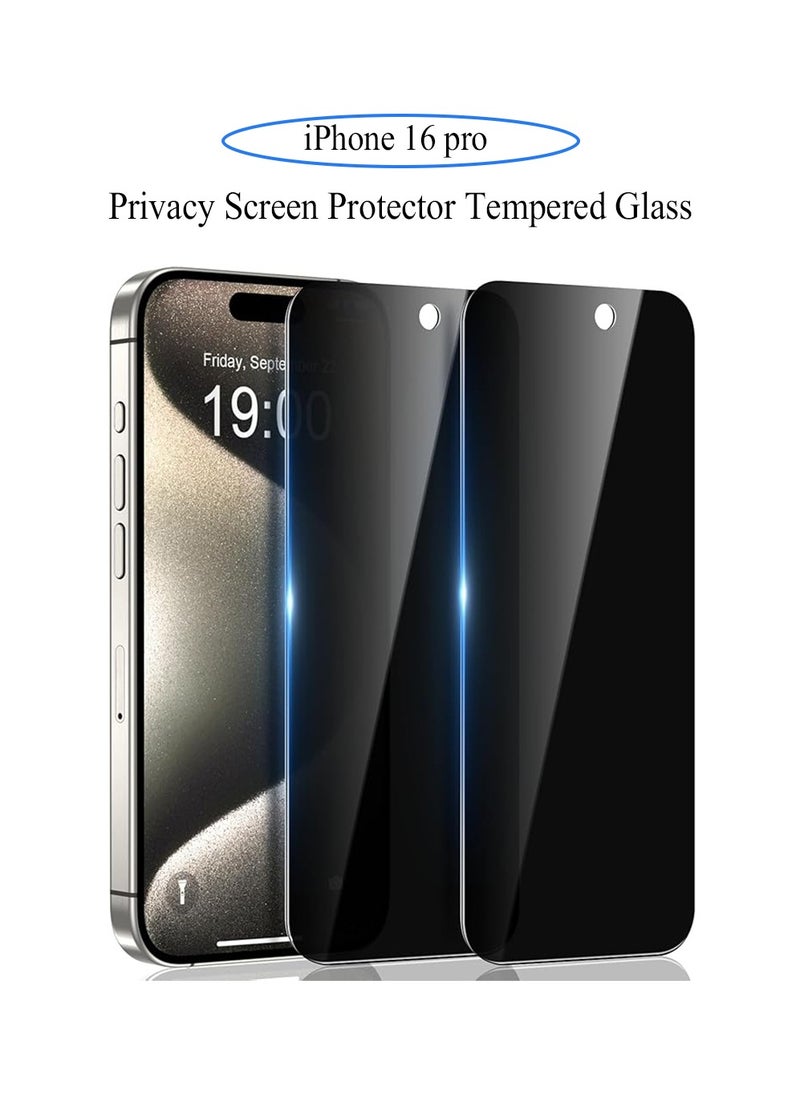Generic 2 Pcs iPhone 16 Pro Privacy Screen Protector,Easy Installation [Anti-Spy] [Anti-Scratch] [9H Hardness] Tempered Glass for iPhone 16 Pro 6.3-Inch  - Image 1