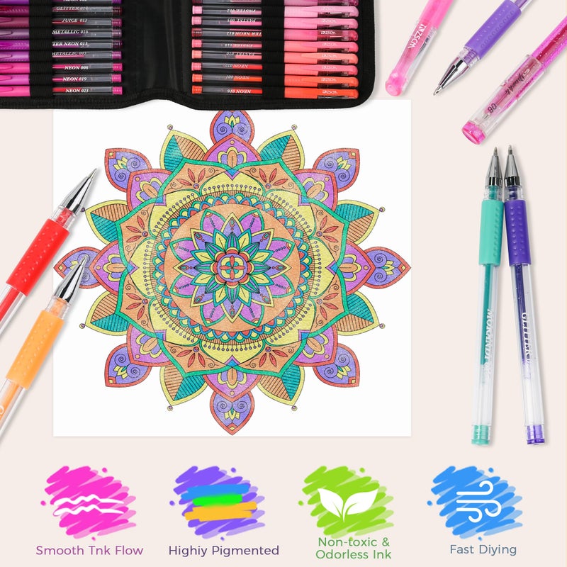 ZSCM 400 Pack Gel Pens for Adult Coloring Book, 200 Artist Colored Pens With 200 Refills, Fine Tip Metallic Glitter Gel Pens for Drawing Doodling Journaling Craft Art Supplies - Image 5