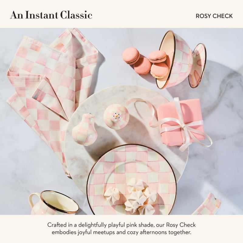 mackenzie childs MACKENZIE-CHILDS Enamel Salt and Pepper Shakers, Kitchen Table Accessories, Pink-and-White Rosy Check - Image 3